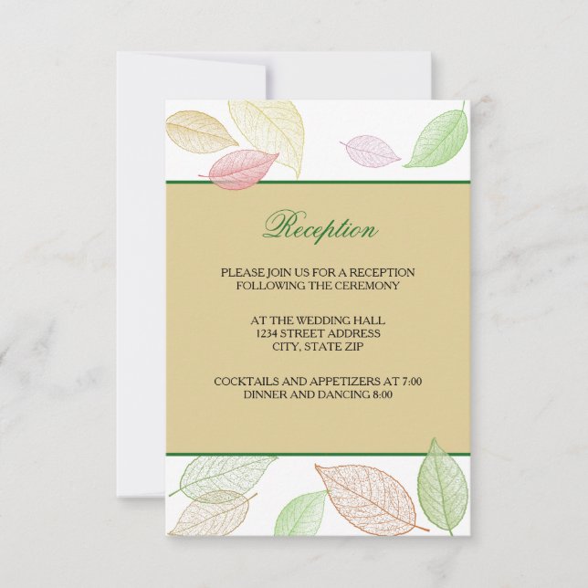 Translucent Fall Leaves - Reception Invitation (Front)