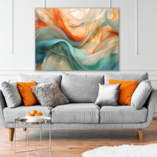 Translucent Flow: Abstract in Orange, Taupe, Teal  Canvas Print