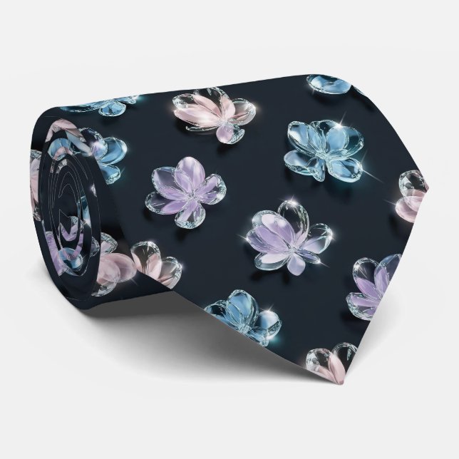 Translucent Glass Floral Pattern Tie (Rolled)