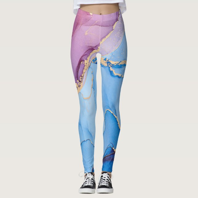 Translucent Hues Fluid: Alcohol Ink Abstract Leggings (Front)