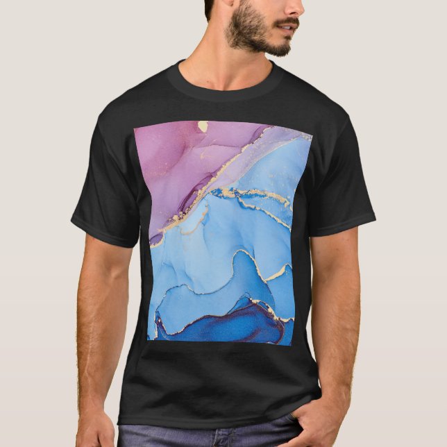 Translucent Hues Fluid: Alcohol Ink Abstract T-Shirt (Front)