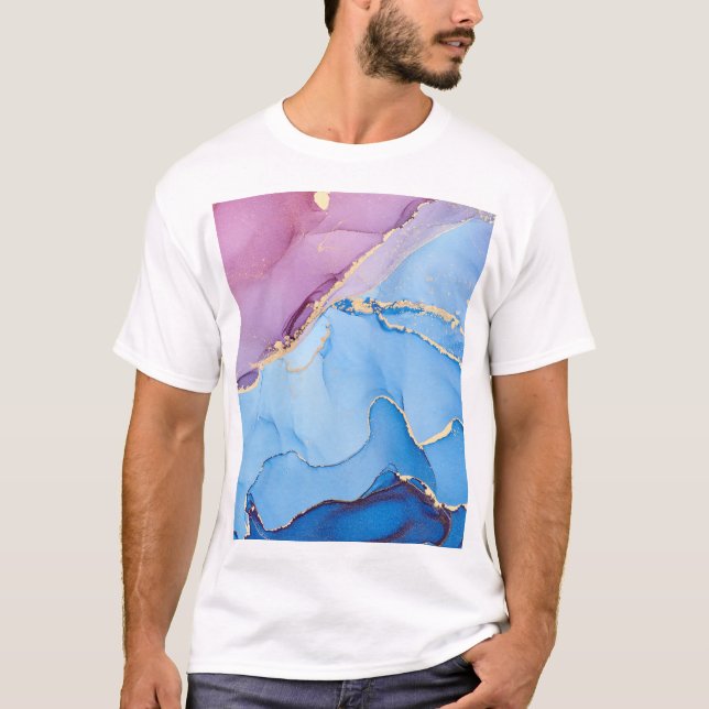 Translucent Hues Fluid: Alcohol Ink Abstract T-Shirt (Front)