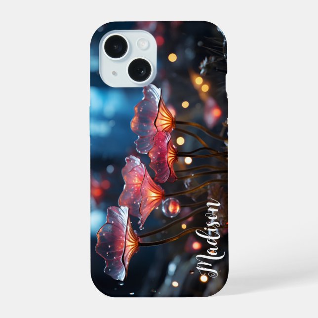 Translucent Orange Fluorescent Flowers - iPhone 15 Case (Back)
