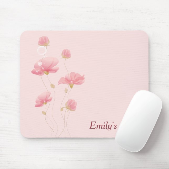 Translucent Pink Flowers On Pink  Mouse Pad (With Mouse)