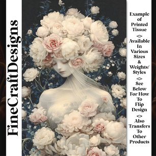 Translucent Skin Girl Pastel Flowers AG2 Decoupage Tissue Paper