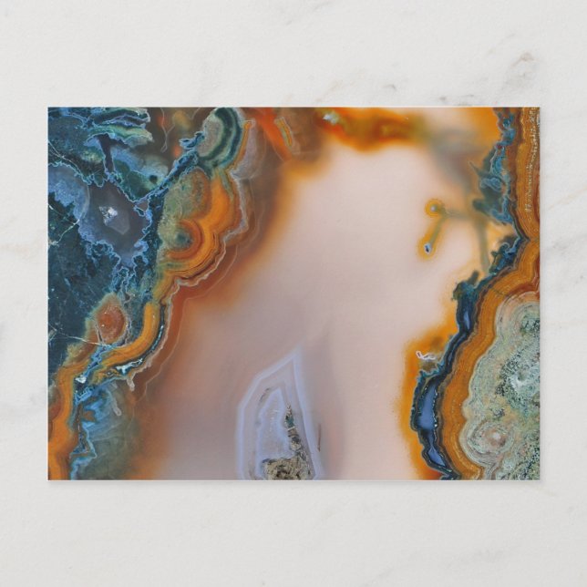 Translucent Teal & Rust Agate Postcard (Front)