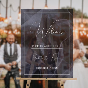 Translucent Tulle Black Wedding Welcome  Acrylic Sign