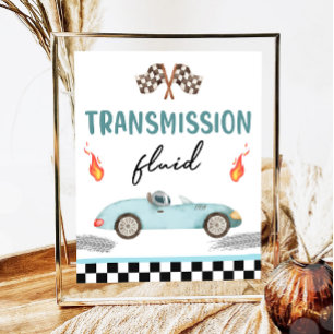 Transmission Fluid Race Car Two Fast Birthday Poster