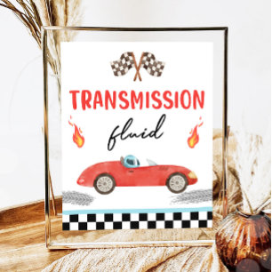 Transmission Fluid Race Car Two Fast Birthday Poster