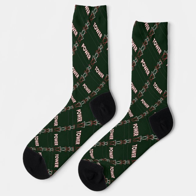 Transmission Tower and Power Line Pattern Socks (Left)