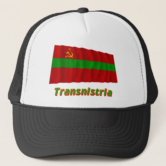 Transnistria Waving Flag with Name Trucker Hat (Front)
