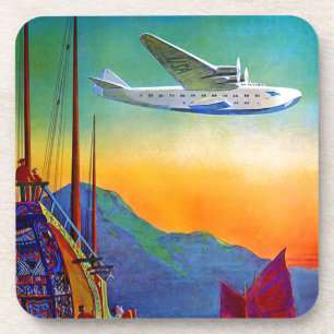 Transpacific Travel Artwork Hard Plastic Coaster