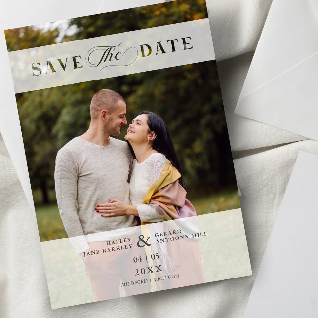 Transparency Cut Paper Effect Photo Script Wedding Save The Date (Transparency Cut Paper Effect Photo Script Wedding Save the Date.)