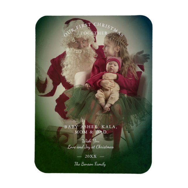 Transparency Effect Merry Christmas Photo Family Magnet (Vertical)