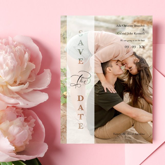 Transparency Photo Script Cut Paper Effect Wedding Save The Date (Transparency Photo Script Cut Paper Effect Wedding Save The Date with Envelope.)