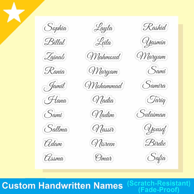 Transparent 30 First Names | Elegant Calligraphy  (Transparent Stickers
)