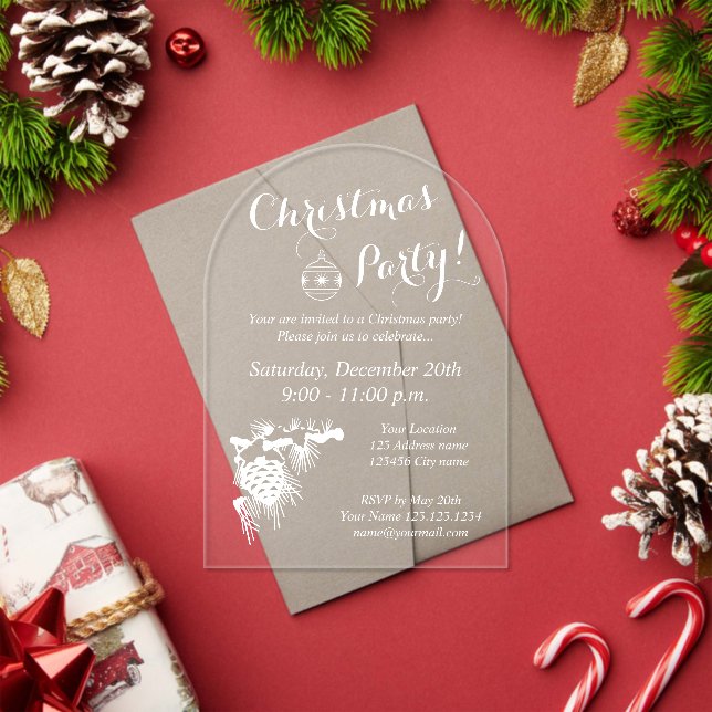 Transparent acrylic Christmas party invitations (Insitu (Holiday))