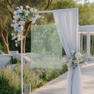 Transparent Acrylic Green Wedding Welcome Sign