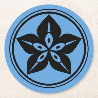 Transparent Black Starfruit Mon on Blue Coaster