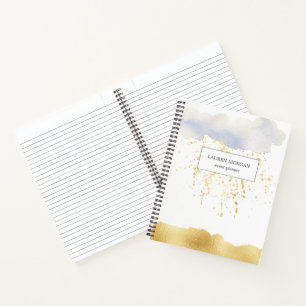 Transparent blue faux gold foil monogram Notebook