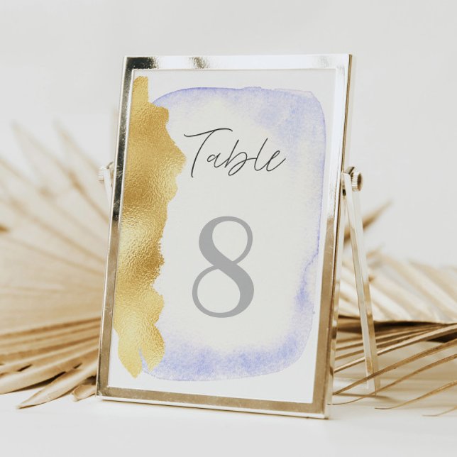 Transparent Blue Faux Gold Foil Wedding Table Card (Creator Uploaded)