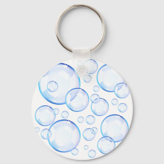 Transparent blue soap bubbles key ring