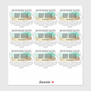 Transparent Body Butter Labels Turquoise And Gold