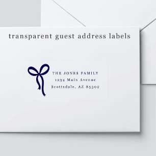 Transparent Bow Wedding Guest Address Labels