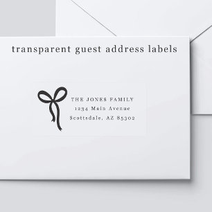 Transparent Bow Wedding Guest Address Labels