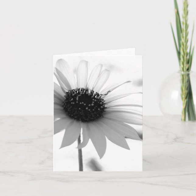 Transparent BW Flower Note Card (Front)