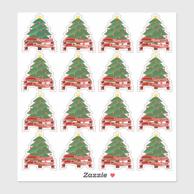 Transparent christmas Tree Vinyl Stickers (Sheet)