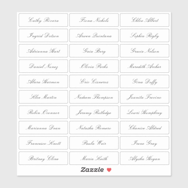 Transparent classic elegant script guest names (Sheet)