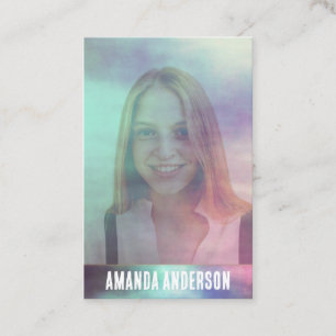 Transparent colourful watercolor overlay photo business card