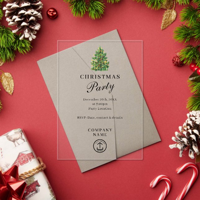Transparent Corporate Business Christmas Party  Acrylic Invitations (Insitu (Holiday))