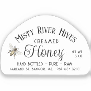Transparent Creamed Honey Label 3 oz Skep Jar