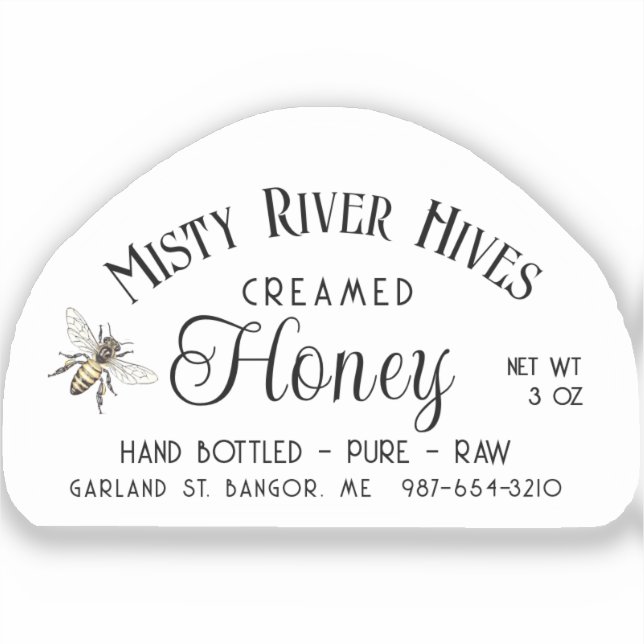 Transparent Creamed Honey Label 3 oz Skep Jar (Front)