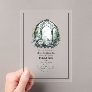 Transparent Dark Fantasy Gothic Window Wedding Acrylic Invitations