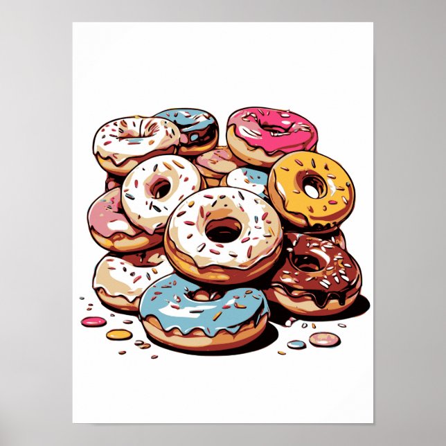 Transparent Doughnuts Clip Art Poster (Front)