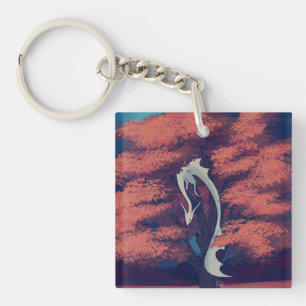 transparent dragon in tree key ring