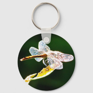 Transparent dragonfly key ring