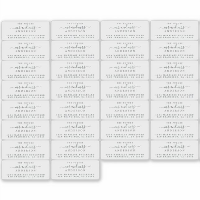 Transparent Future Mr Mrs Return Address Labels (Front)