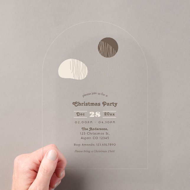 Transparent Geometric Minimalist Christmas Party Acrylic Invitations (Insitu (Handheld))