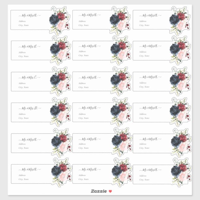 Transparent Guest Address Blush Burgundy Navy (Sheet)