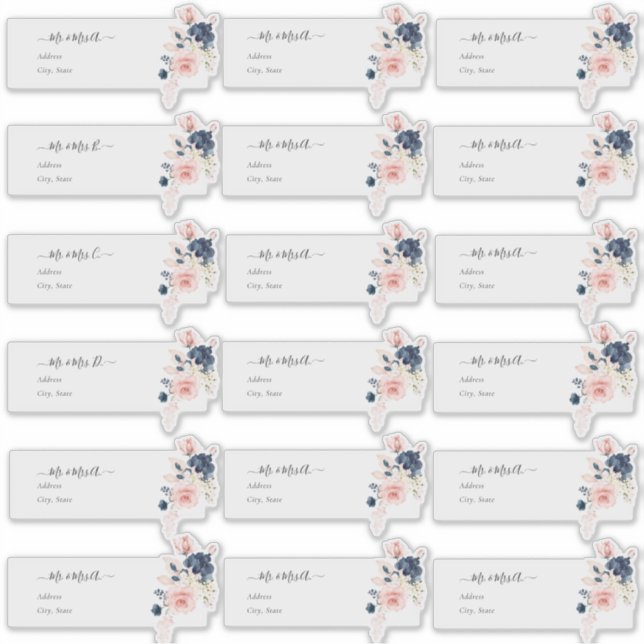 Transparent Guest Address Blush Navy H2 Flowers (Front)