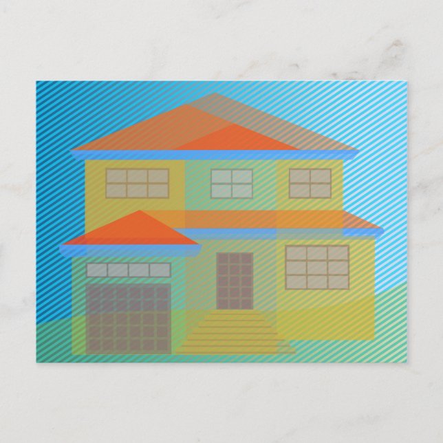 Transparent house vector drawing postcard (Front)