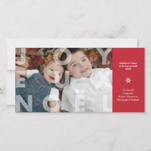 Transparent Joyeux Noel in Red Photo Card