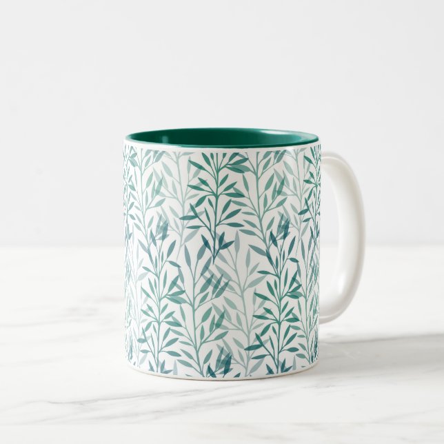 Transparent leaves and branches Two-Tone coffee mug (Front Right)