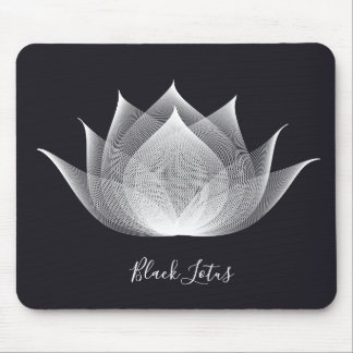 Transparent Lotus Black and White Floral Template Mouse Pad
