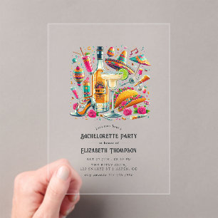 Transparent Mexican Fiesta Bachelorette Party Acrylic Invitations