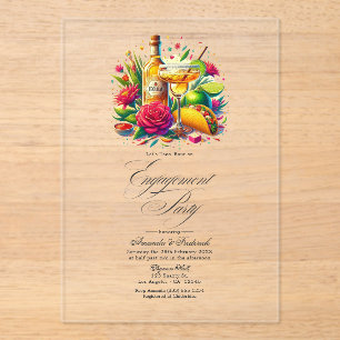 Transparent Mexican Fiesta Engagement Party Acrylic Invitations